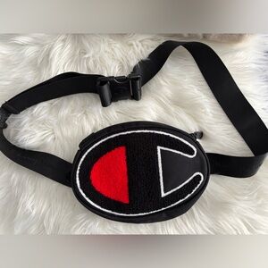 Champion Black and Red Logo Belt Bag